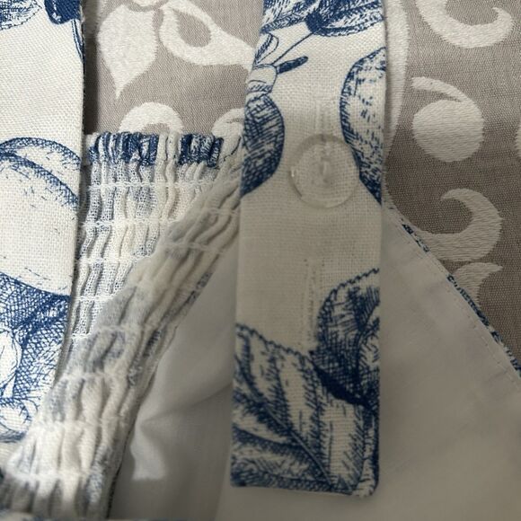 Christian Lacroix Romper Women M WhiteBlue Floral Fruit Linen Vacay Cruise Comfy - Picture 11 of 16